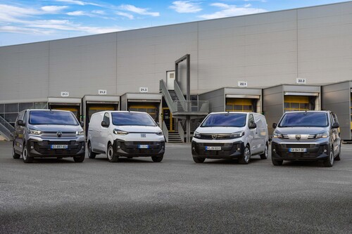 Die Vans der vier Nutzfahrzeugmarken von Stellantis.