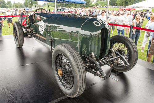 Klassikertreffen an den Opelvillen 2017: Opel-Rennwagen von 1914 mit 12,3 Litern Hubraum („Grünes Monster“).