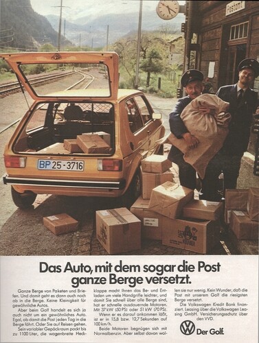 VW Golf in einer Zeitungsannonce von 1978.