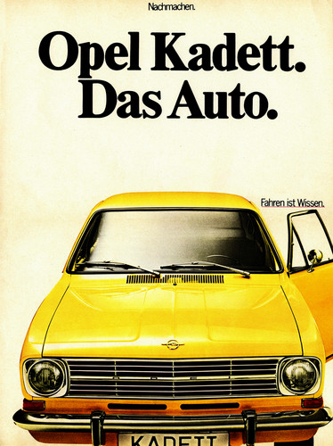 Werbung für den Opel Kadett B (1969).
